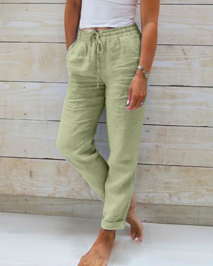 Women's relaxed fit summer pants, airy & lightweight with elastic waist. Great for everyday & vacation.