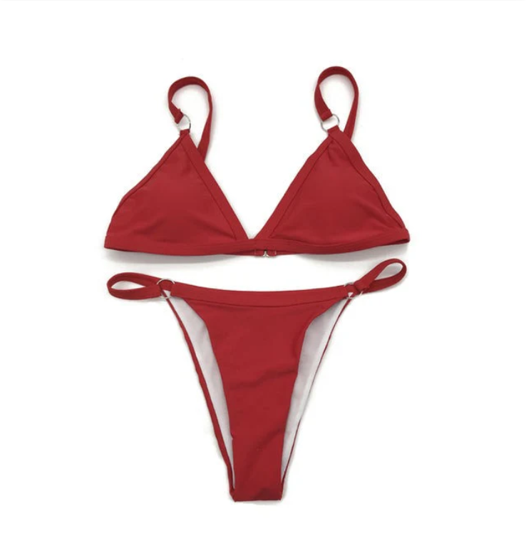 Eco-friendly women's Alani bikini, two-piece swimwear with adjustable straps, perfect for sustainable vacation.
