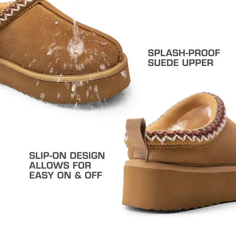 Warm Alassio platform cozy slippers for women, perfect for home comfort. Enjoy plush, stylish loungewear shoes.