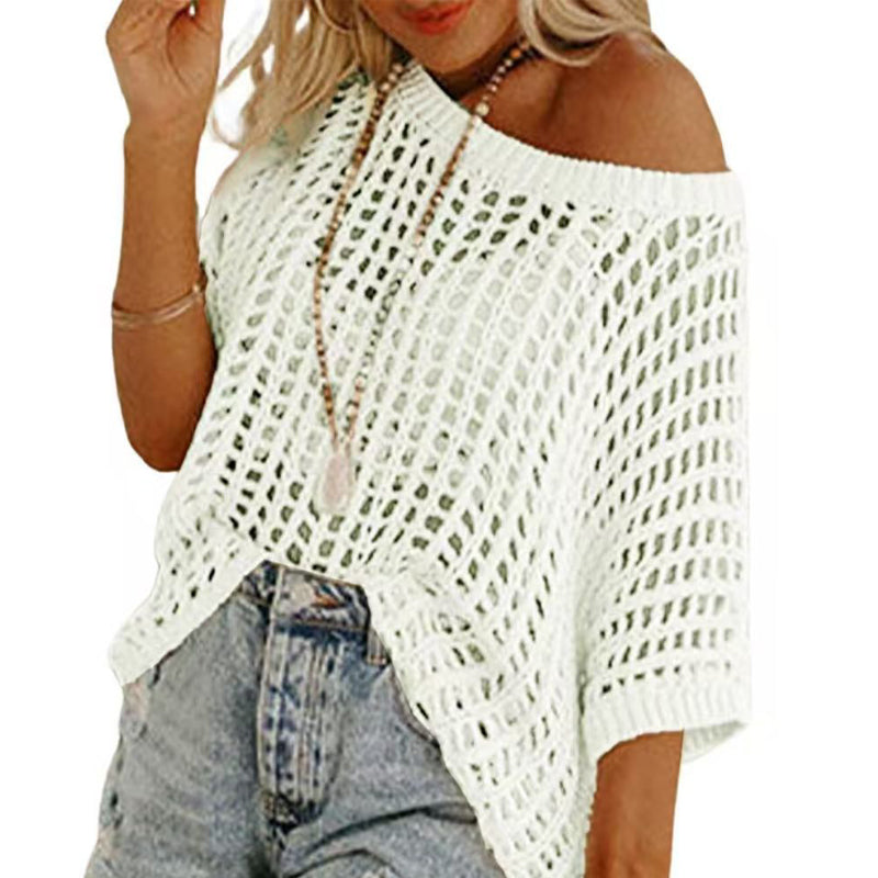 Alluring women's mesh short sleeve tee. A fashionable knit top, great for layering or warm weather style.