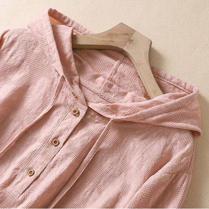 Women's hooded top, Amélise style, with a relaxed fit for casual summer outfits.
