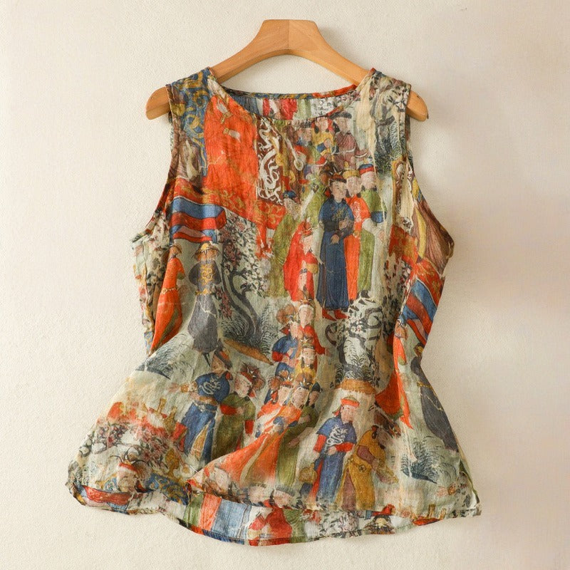 Women's Amber Artistic Design Top. Unique printed summer top for a casual yet elegant style. Comfortable & feminine.