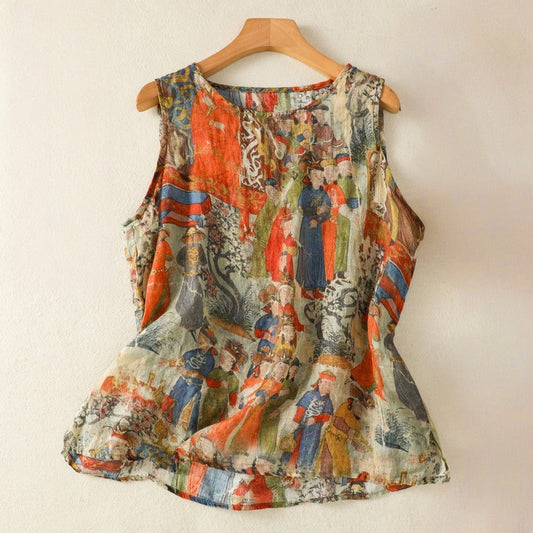 Women's Amber Artistic Design Top. Unique printed summer top for a casual yet elegant style. Comfortable & feminine.