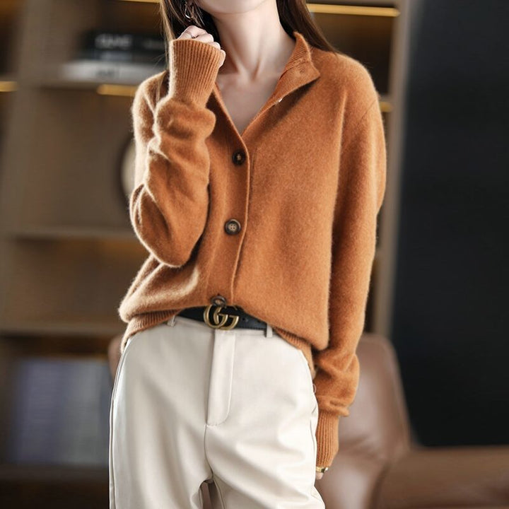 Women's Amelia long sleeve sweater, cozy, comfortable & stylish. Features elegant button front for winter.