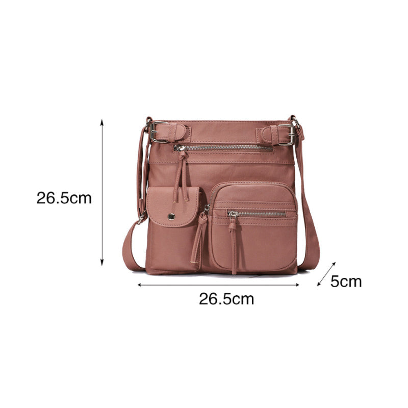 Interior view of the women's organized anti-theft travel bag with various pockets.