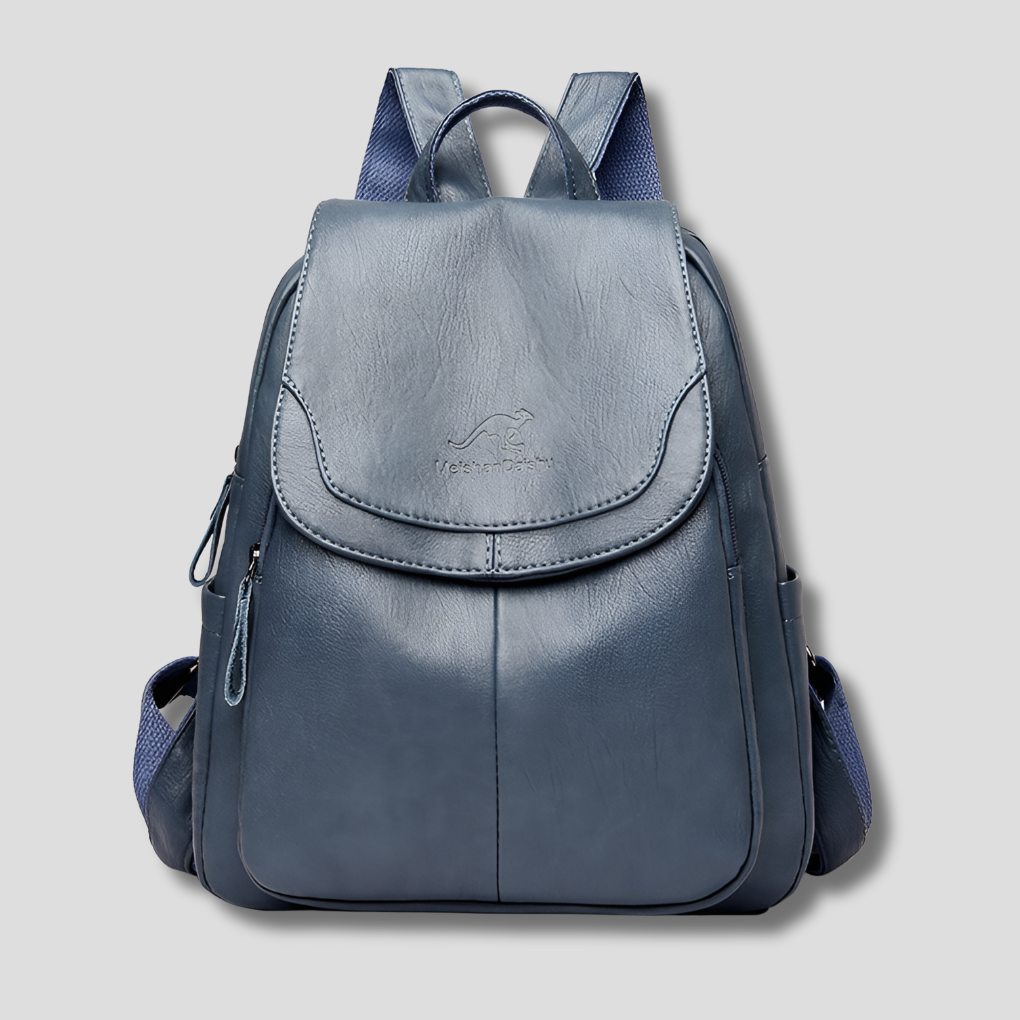 Stylish women's leather-look anti-theft backpack, perfect for fashion-forward daily carry and travel.