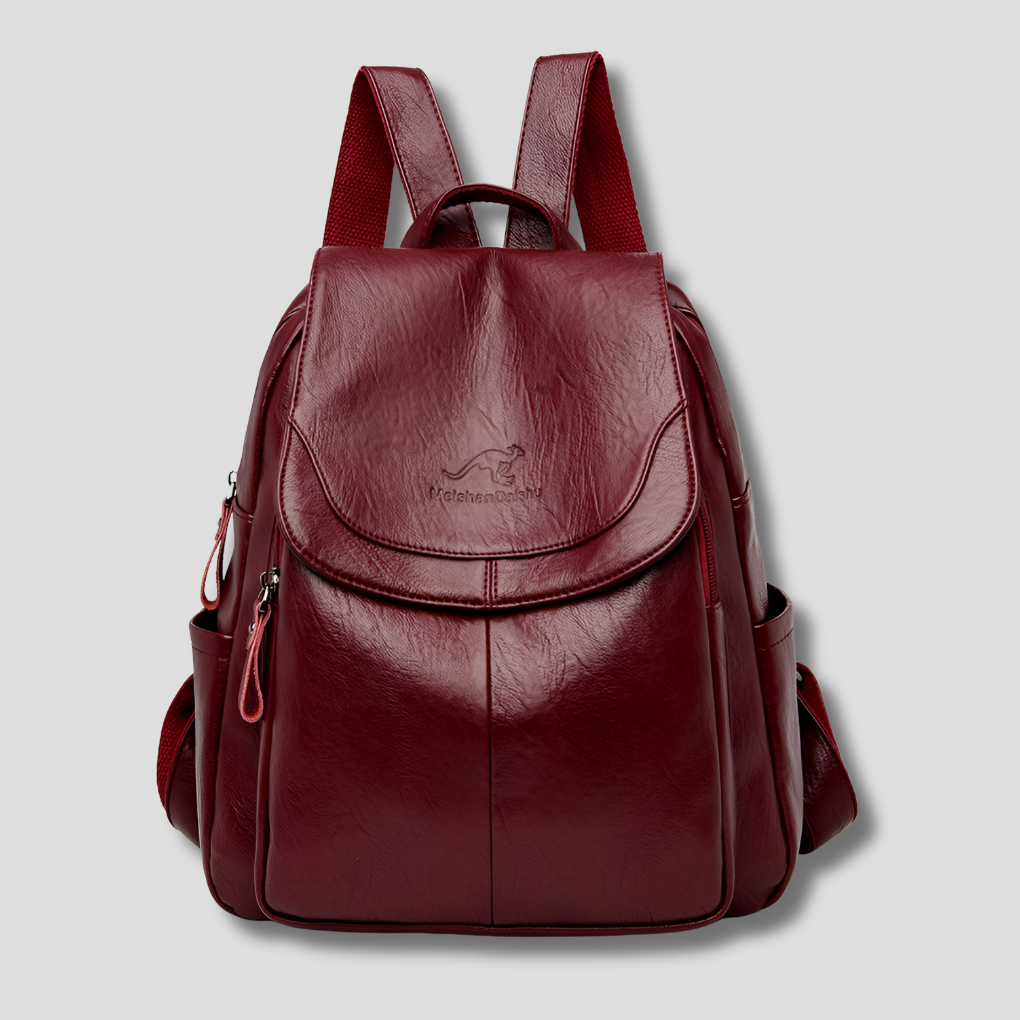 Modern women's anti-theft shoulder bag, a stylish leather-look backpack for secure urban and travel adventures.
