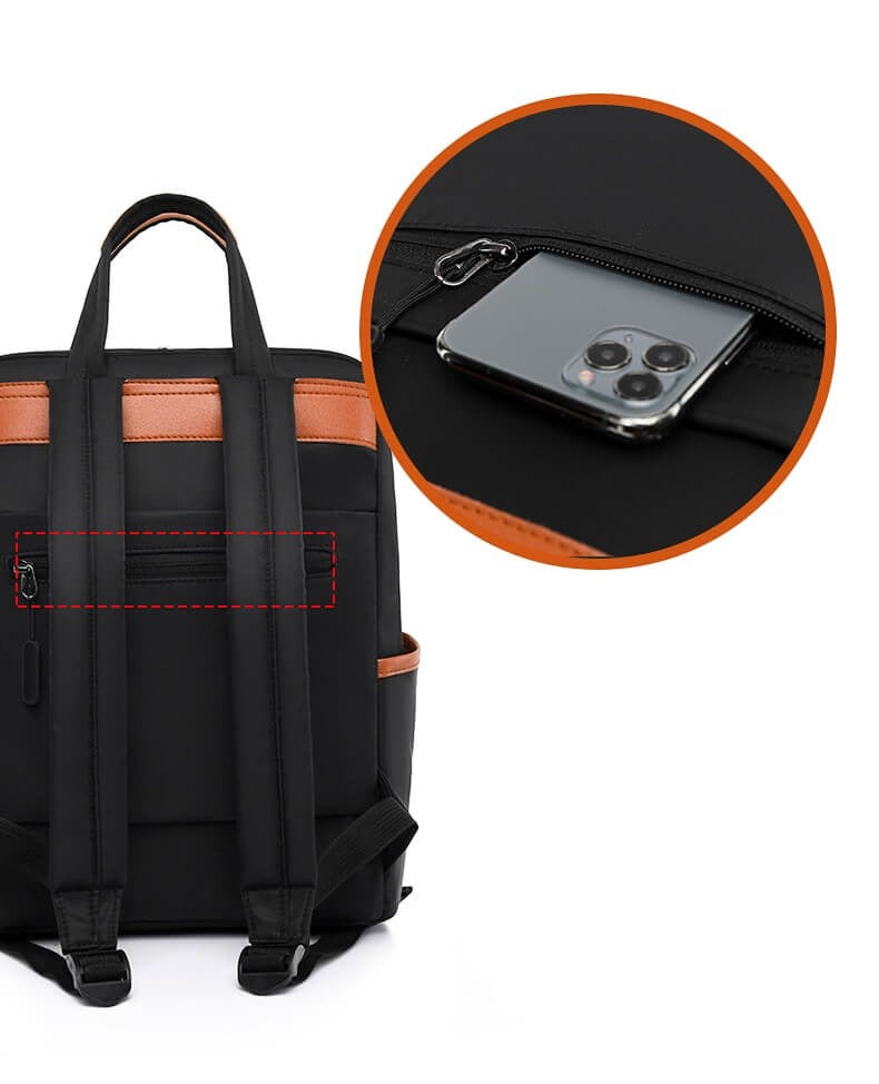 Lightweight women's anti-theft backpack, water resistant. Ideal for travel, commute & secure everyday use.
