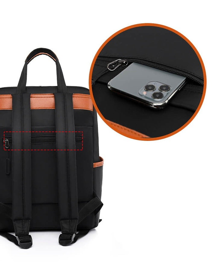 Lightweight women's anti-theft backpack, water resistant. Ideal for travel, commute & secure everyday use.