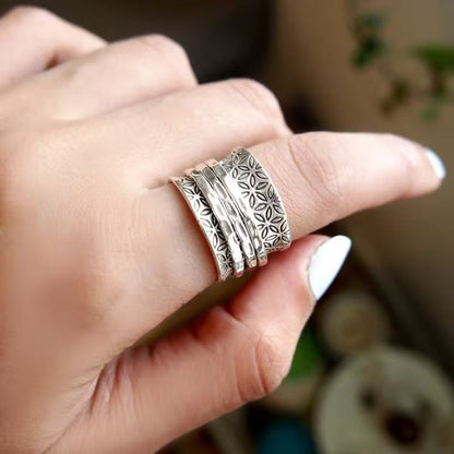 Antiquity Gilded Flora women's ring, elegant vintage style, textured artisan metal for a unique statement piece.