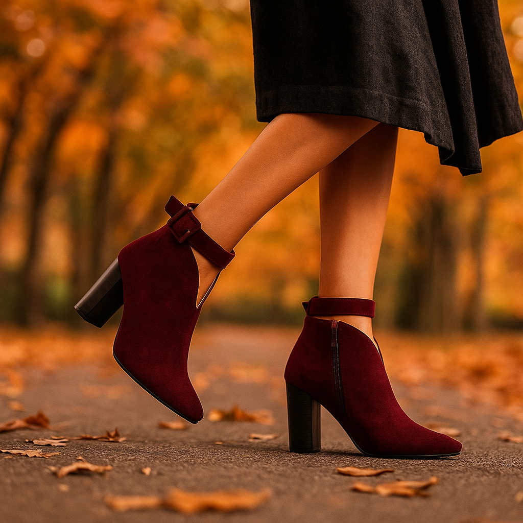 Chic women's Ardena ankle boots; pointed toe, secure buckle, and sturdy block heel. Ideal for any occasion.