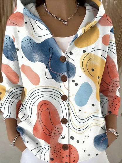 Versatile women's long artistic cardigan. Effortless casual outerwear, great for everyday layering and warmth.