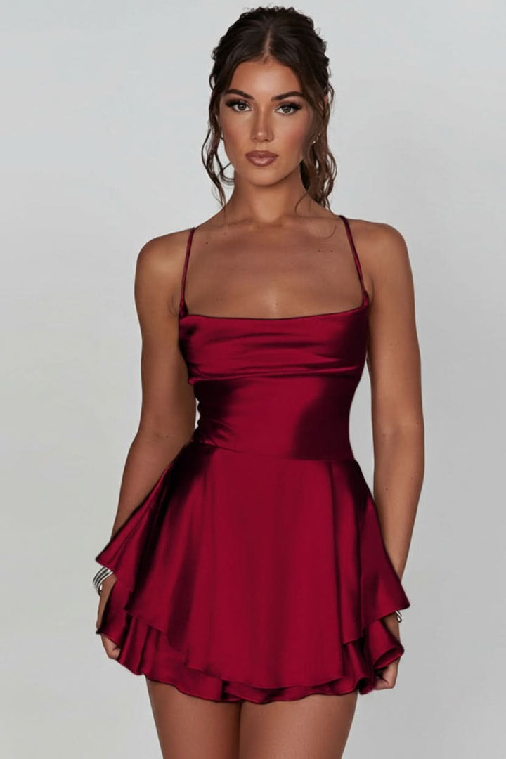 Women's Backless Halter Cocktail Dress for elegant special occasions & parties.