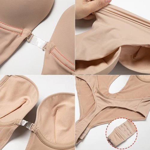 Women's backless plunge shapewear, available in black, beige, white, ensuring a smooth, firm, and invisible look.
