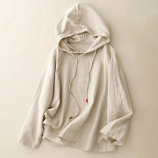 Women's beige lightweight Lorial hoodie, perfect for versatile everyday casual wear & spring/summer layering.