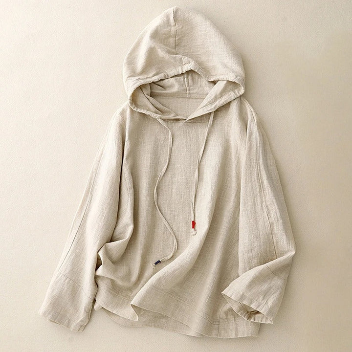 Women's beige lightweight Lorial hoodie, perfect for versatile everyday casual wear & spring/summer layering.