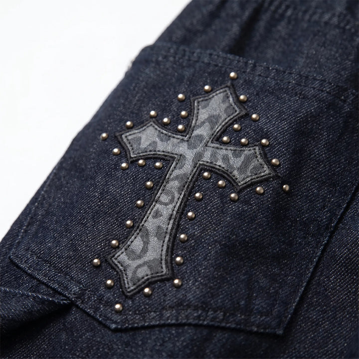 Grunge streetwear women's baggy wide-leg black pants, a statement piece for alternative casual wear.
