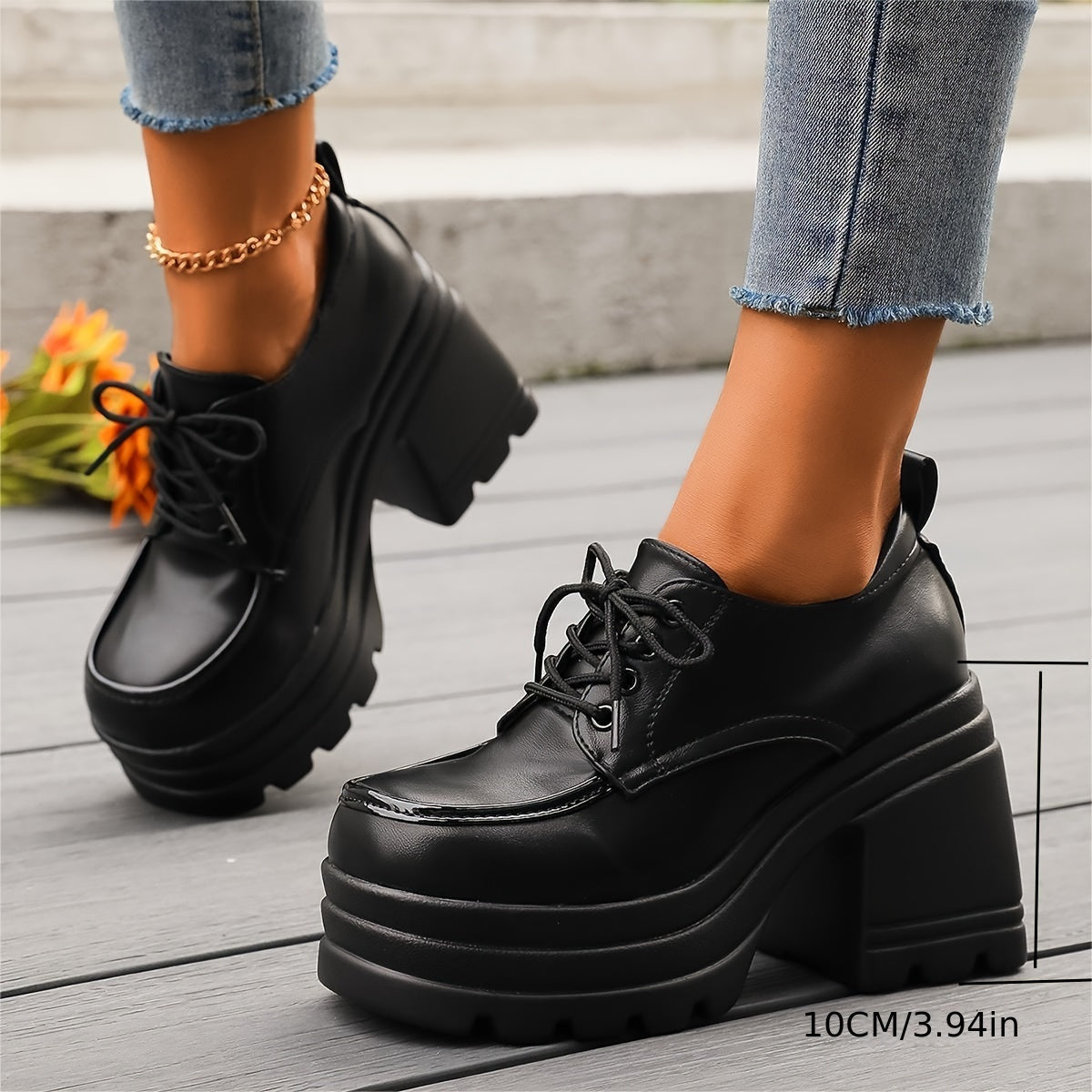 Women's comfortable chunky platform oxfords, designed to elevate your style with a secure lace-up fit.