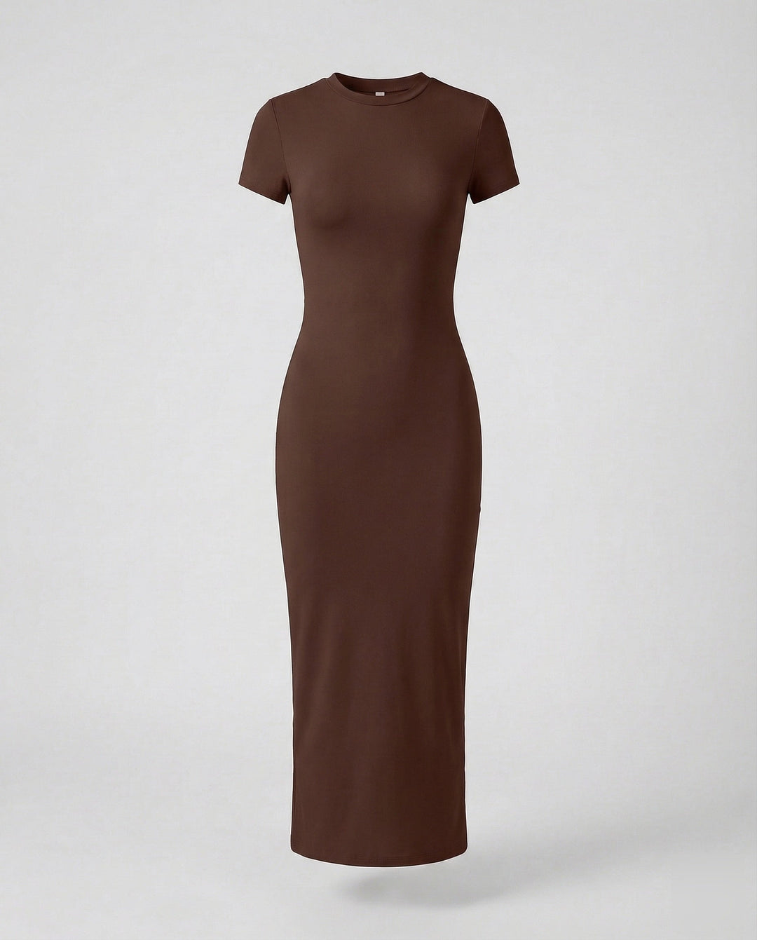Comfortable & sleek women's crew neck short sleeve fitted maxi dress for effortless everyday style.