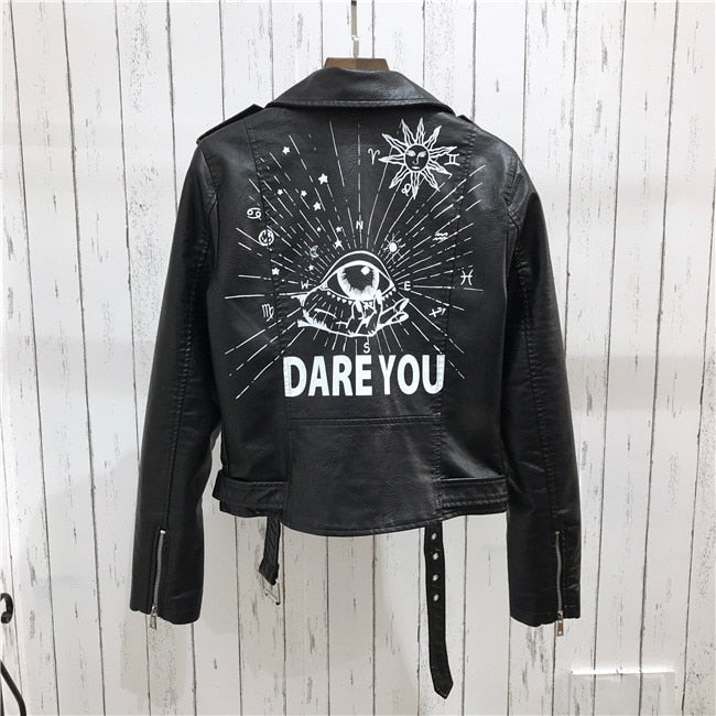 Trendy women's black rivet jacket. A chic and edgy outerwear statement piece for modern fashion style.