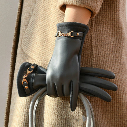 Women's genuine leather gloves, cashmere-lined, providing warmth and style. A thoughtful gift for her this winter.