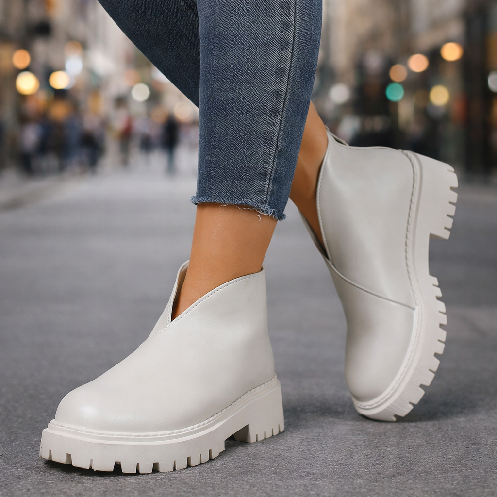 Orthopedic women's leather platforms, slip-on design for ultimate comfort.