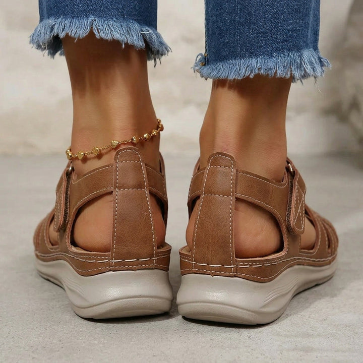 Comfortable women's open-toe orthopedic sandals with adjustable straps for a perfect custom fit. Great for summer.