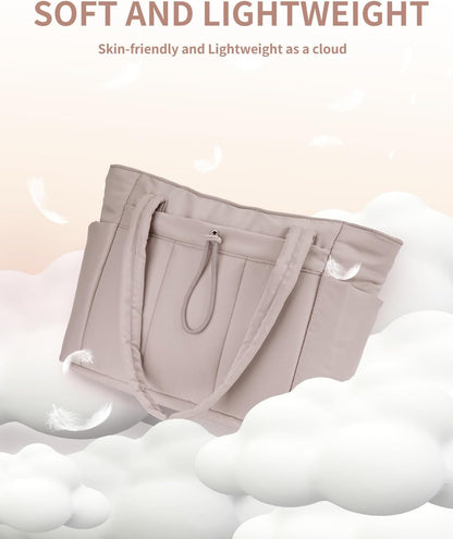 Versatile women's quilted handbag, commuter-friendly, with cup holder & laptop protection.
