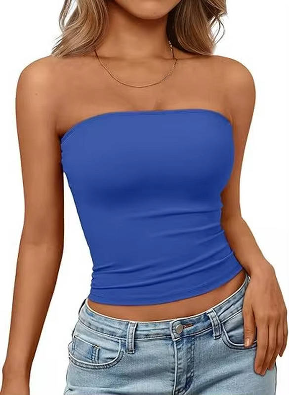 Casual summer women's seamless stretch tube top, versatile and chic fashion piece.