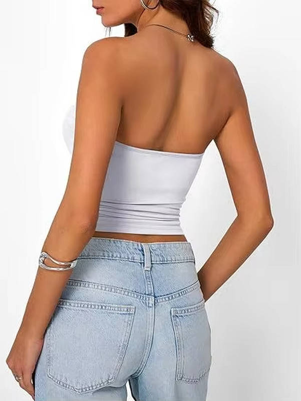 Summer style women's seamless bandeau tube top, stretch fit for versatile outfits.