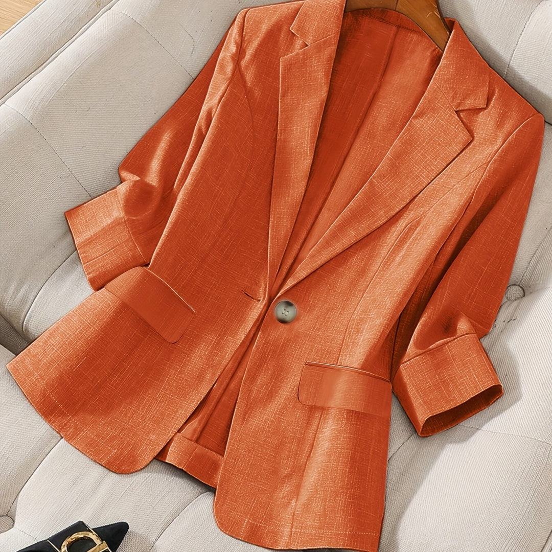Elegant women's tailored cropped blazer. Modern fashion jacket, professional & stylish for business wear.