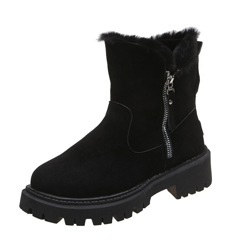 Comfortable black women's snow boots, perfect warm footwear for winter style & outdoor use.