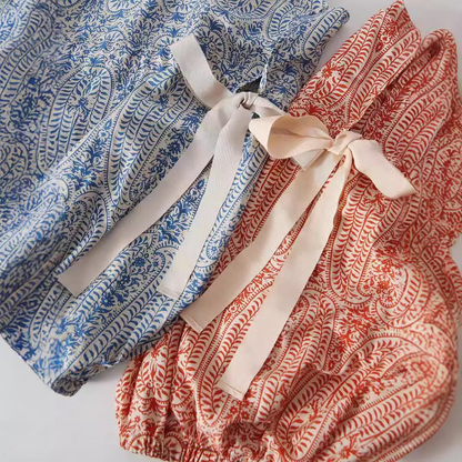 Women's relaxed fit bohemian floral pullover top with stylish balloon sleeves. Perfect casual folk style for spring/summer.
