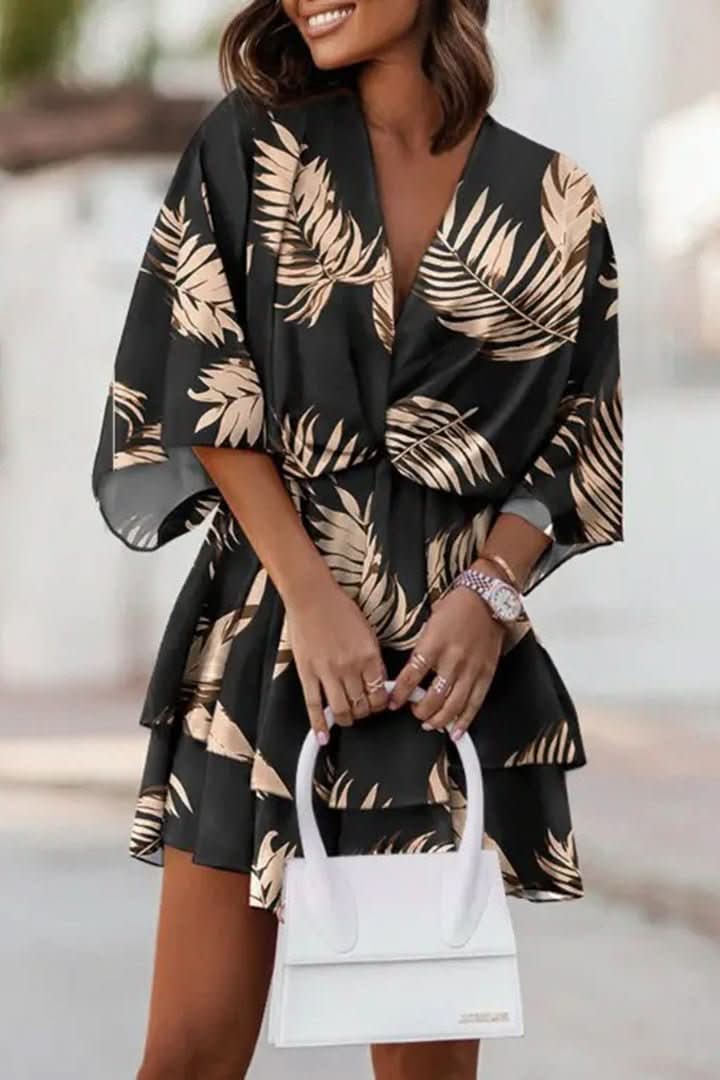 Flowy bohemian off-shoulder mini dress for women, ideal for beach, festival, or a stylish summer outfit.