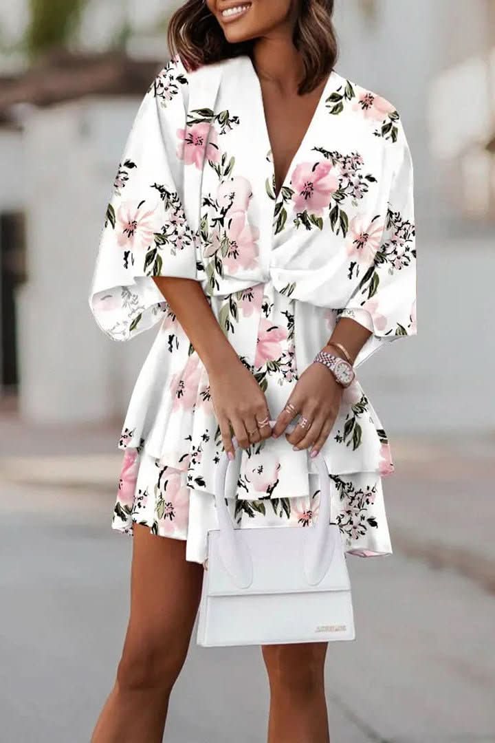 Stylish women's off-shoulder mini dress with a comfortable, flowy fit, great for casual daily wear.
