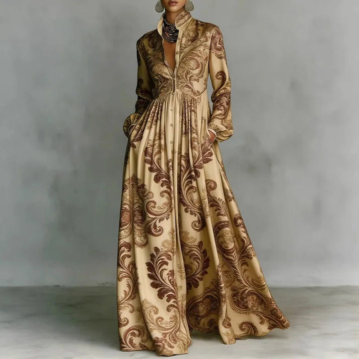 Effortless long sleeve Bohemian maxi dress for women, ideal for casual fashion or a stylish summer day.