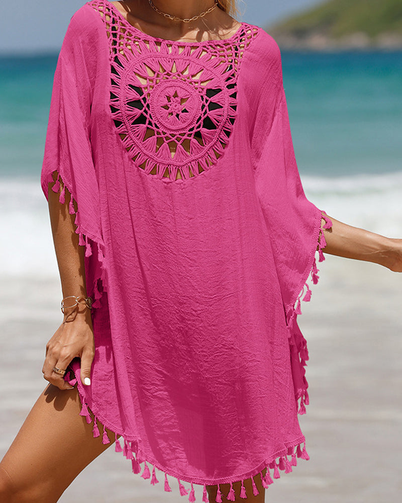 Women's elegant boho beach cover-up, perfect for swimwear, resort, and summer fashion.