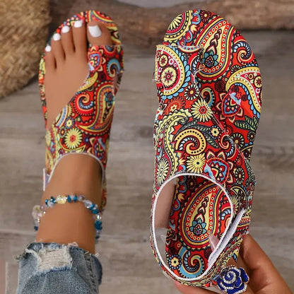 Women's boho slingback flats with cushioned comfort, ideal for stylish summer casual wear.