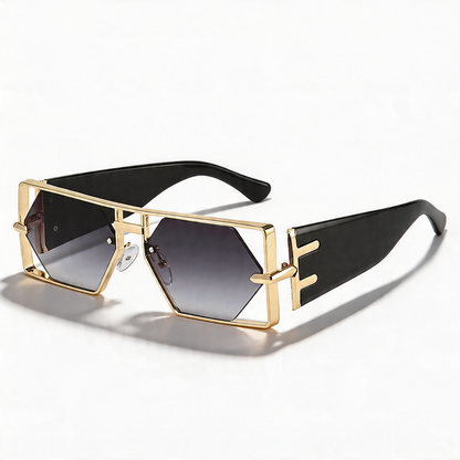 Women's stylish gold frame aviator sunglasses, perfect for eye protection with a bold, modern look.