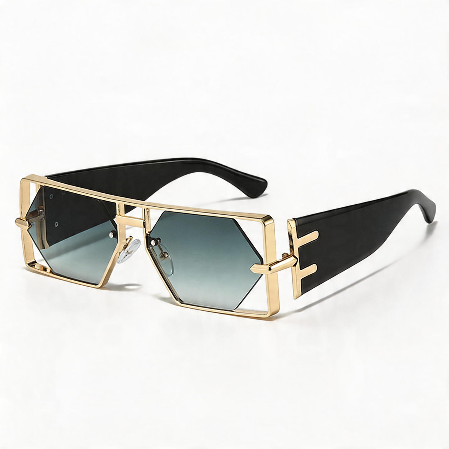 Accessorize with women's bold gold aviator sunglasses, offering essential UV eye protection and chic style.