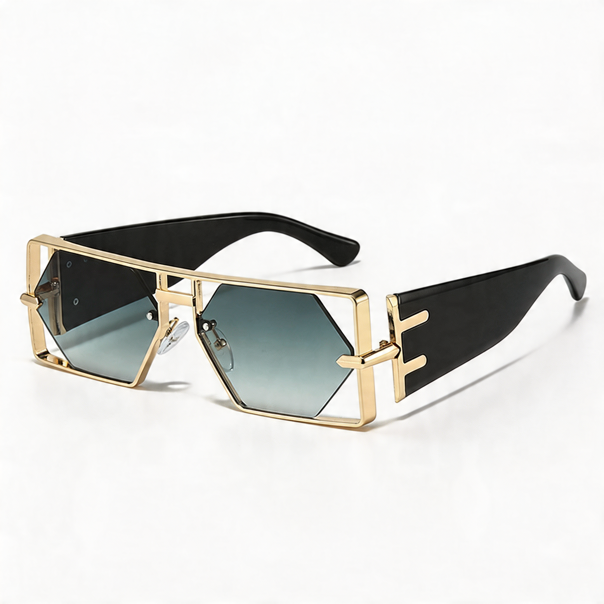 Accessorize with women's bold gold aviator sunglasses, offering essential UV eye protection and chic style.
