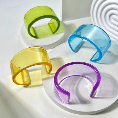 Colorful stackable acrylic cuff bangle, chunky women's fashion bracelet.
