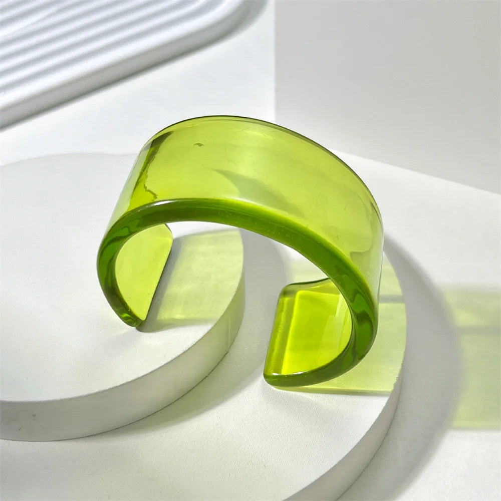 Vibrant women's stackable acrylic cuff bangle, bold fashion bracelet.