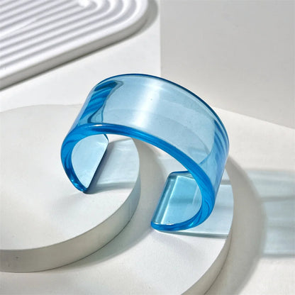 Modern acrylic chunky cuff bracelet, women's statement bangle jewelry.