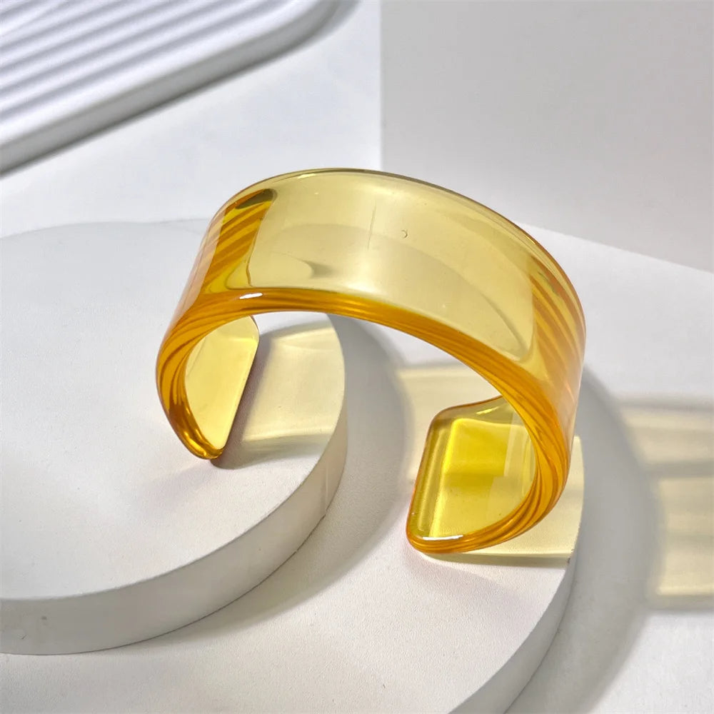 Eye-catching colorful acrylic cuff bangle, bold chunky women's bracelet.
