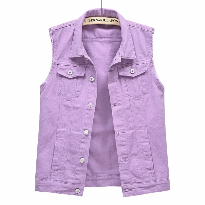 White denim vest, a clean and casual women's layering fashion statement.