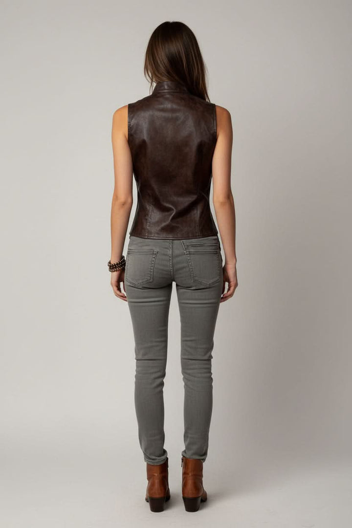 Modern women's contemporary streetwear vest, ideal for versatile layering and creating a fashion-forward look.