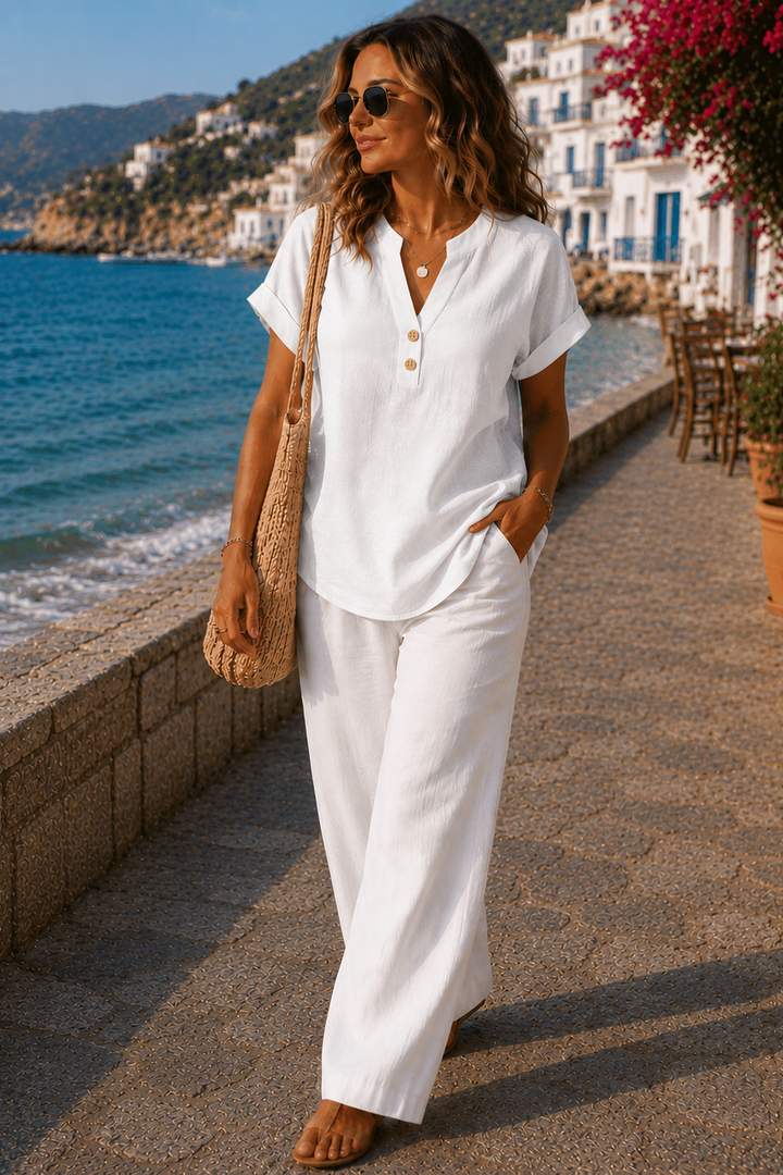 Women's breathable long sleeve top, a relaxed fit button-up blouse perfect for spring, travel & everyday.