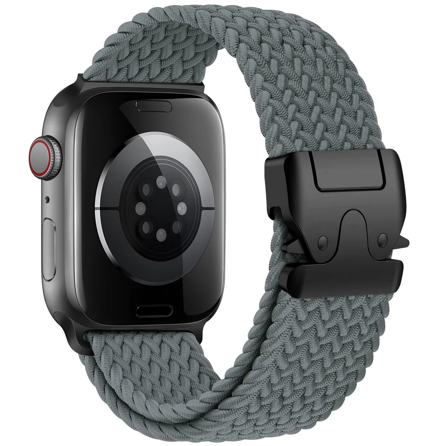 Breathable nylon elastic smartwatch band for women, durable and comfortable for active wear.