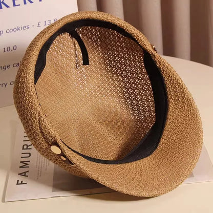 Boho chic women's summer hat, knitted and breathable, offering sun protection. A lightweight vacation essential.